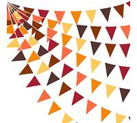 10M/32Ft Automne Bannière Décorations Triangle Drapeau Tissu Fanion Guirlande Bruant pour Joyeux Thanksgiving Jour Récolte Automne Mariage Fête d'anniversaire Jardin Suspendu Lavable Décor