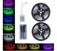 10M 5050 SMD RGB LED 2X5M 600LEDs bande 44 clé télécommande IR