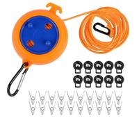 10M Corde à Linge Rétractable - Portable Anti-Enroulement Corde à Linge de Voyage avec 10 Boucles Fixes et 20 Pinces Coupe-Vent - Corde à Linge Rétractable pour Extérieur et Intérieur