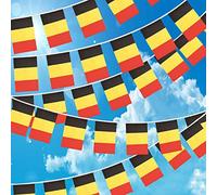 10m Drapeau Belgique avec 30 Petits Drapeau Tissu Coloré 14 * 21cm Bannière Fanion Banderole Belge pour École Patio Piscine Camping Anniversaire Intérieur Extérieur Jardin Décoration de Noël