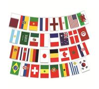 10M Drapeaux Internationaux Bannière de Football 2022 Décorations Drapeaux de Banderoles, 32 du Monde Tissu 2022 Football pour Décorations Fête Bar Jardin, 14 * 21cm ;1