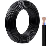 10M Electric Wire Black 2 Wires 0.75mm² Flat Flexible PVC Copper Cable High Temperature Resistance Twin Cable for Dry Environments and Electrical Accessories Small