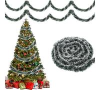 10m Guir-Lande No-el Sapin, Gui-rlandes Tinsel No-ël, Gui-rlandes Tinsel Métallique, Brillant Guirlandes Décoration, Décoration Guirlande de Noël, pour Décoration de Fête de Noël Sapin(Vert)