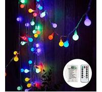 10M Guirlande Lumineuse Sphérique,Guirlande Lumineuse d'Extérieur 100 LED Alimenté batterie 8 Modes avec télécommande (Multicolore)