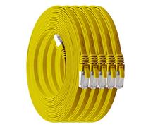 10m - jaune - 5 pièces Câble plat Cat7 câble réseau Cat 7 câble brut Gigabit Lan (10Gbit/s) câble d'installation câble de raccordement câble plat mince prise Rj 45 Cat6a