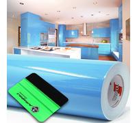 10m Oracal 621 Brillant 056 Bleu Clair Traceur Film + Raclette Adhésif Film M...