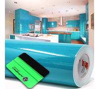 10m Oracal 621 brillant 066 bleu turquoise film traceur + raclette film adhés...