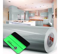 Film adhésif brillant ou mat pour meubles, cuisines ou salle de bains (071 gris, brillant) 10 m x 63 cm