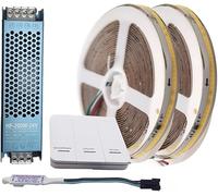 10m Ws2811 COB Eau Courante Courant Cheval Courses Chaud Blanc LED Bande Lumineuse Pixel Band Dc24v avec Contrôleur RF, Warm White, 10m Set