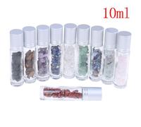 10ml Verre Transparent Guérison Puces De Cristal À L'intérieur Des Pierres Semi-Précieuses Naturelles Huile Essentielle Pierres Précieuses Rouleau Bouteilles