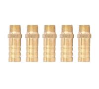 10mm Brass Hose Barb Connector | 1/8" 1/4" 3/8" 1/2" 3/4" BSP Male Thread Fitting | High Pressure Adapter for/Water/Fuel Lines | 5 Pack Oxidation Resilient Couplers (PC10-01（1/8）)