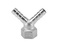 10mm Hose Barb Tail x 1/2" BSP Tapered Thread Female Y 3 Ways 304 Stainless Steel Pipe Fitting Coupler