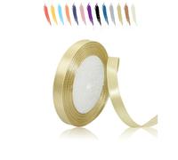 10mm Or Du Tyran Ruban Satin pour Emballage Des Cadeaux,23 mètres Polyester Rubans pour Bouquets,Ballon,Couture,Nœuds,Gâteau,Satin Ruban Roll pour Décoration de Mariage/Anniversaire/Noël/Fête