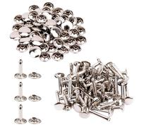 10mm x 18mm Extra Long Double Capuchon Rivets - 50 Pieces - Idéal pour Cuir Loisirs créatifs - Argent, 9mm x 14mm