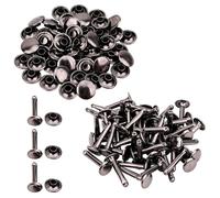 10mm x 18mm Extra Long Double Capuchon Rivets - 50 Pieces - Idéal pour Cuir Loisirs créatifs - Métalisé, 9mm x 14mm