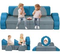 10p-Canapé Convertible pour Enfant, Canapé de Jeu pour Enfants et Fauteuil -Conforme à la réglementation européenne, ((Ensemble de canapés pour Enfants 10 pièces - Gris et Bleu - Europe))