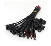 10Pairs Waterproof Black 5.5 x 2.1mm DC Power 22AWG Male and Female 20cm Cable Connector AUOQKQUT