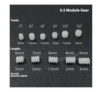 10pc 0.5M modulus Small electronic starter Gear 7T 8T 10T Teeth 1mm/2mm Shaft Toy RC Car Transmission Gear 6mm Worm Gear Helical Gear ICXLPMC(8 Teeth 2mm)