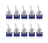 10PC/5PCS Miniature Toggle Switch Single Pole Double Throw SPDT (MTS102) ON-ON 120VAC 6A 1/4 Inch Mounting MTS-102 NWPNLXEA(One Size)