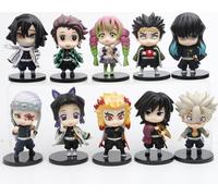 10pc Demon Slayer Kimetsu No Yaiba Modèle Anime Figure 7.5-8cm Q Version Mitsuri Shinazugawa Himejima Doll Toy Ornament