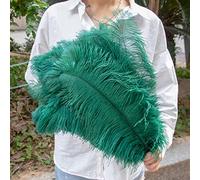 10pc Grand Plume d'Autruche Teintée Naturelle pour Mariage Maison Vase Décoration Blanc Plumes Table Centre de Table Artisanat Décoration Plume-Vert Foncé,50CM