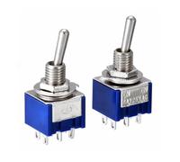 10PC Miniature Toggle Switch Double Pole Double Throw DPDT (MTS203) ON-OFF-ON 120VAC 6A 1/4 Inch Mounting MTS-203 NWPNLXEA(One Size)