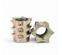 10pcs-100pcs m4 m6 alliage de zinc en bois fileté insert d'insertion d'écrou à la bride de bride de bride de bride noix pour meubles Connect Couleur Zinc Placage DUO ER