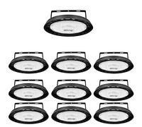 10PCS 100W Lampe Atelier LED UFO 6500K Blanc Froid avec Support, Blivrig 10000LM Suspension Luminaire Industriel IP65 Imperméable, 144 LED Haute Baie, Spot Eclairage de Plafond, pour Entrepôt, Usine