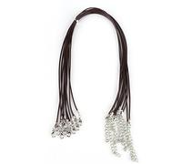10Pcs 18 inch Collier Cire Corde 1.5mm, Tour de Cou Bricolage avec Fermoir et chaîne pour création de Bijoux (Marron)