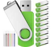 10pcs 2.0-2GB Green Swivel USB Flash Drive 2GB 10pcs Portable Hard Drive Pendrive with Rope