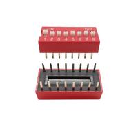 10Pcs 2.54mm Position Way Slide Type Switch 1/2/3/4/5/6/8/9/10Pin DIP Toggle Switch Red Snap Switch Dial Switch Module NWPNLXEA(8pin-10pcs)