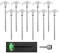 10pcs 20cm Tent Pegs Steel Ground Anchor With Socket Wrench Camping Pegs Luminous Screw Pegs For Tent Camping Tarpaulin Hiking Garden