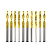 10PCS 3,175mm Fraise Shank Ball Nez End Mill Carbure 2 Flûte Spirale Routeur Bits CNC Bit de Gravure(TiN Coated,3.175x2x8)