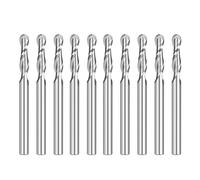 10PCS 3,175mm Fraise Shank Ball Nez End Mill Carbure 2 Flûte Spirale Routeur Bits CNC Bit de Gravure(NONE Coated,3.175x2.5x12)