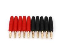 10Pcs 4mm Red and Black Wire Solder Type Gold Plate Male Plug Connector AUOQKQUT