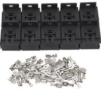 10Pcs 5P 40A Relay Socket with 50Pcs Terminals for Car Alarms Headlights Remote Start (Prise de relais 5P 40A avec 50Pcs Terminals pour alarmes de voiture, phares, démarrage à distance)
