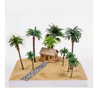 10pcs/5pcs/1 pièce Ensemble de modèles de mini palmiers, figurines d'arbres à noix de coco réalistes pour la décoration de paysage, statues de mini palmiers tropicaux hawaïens, accessoires de modèle d
