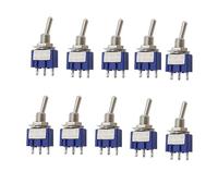 10Pcs 6A 125V AC Blue Toggle Switches MTS-103 /ON-OFF-ON MTS-102 ON-ON 2/3 Position Miniature Power Latching Toggle Switch NWPNLXEA(10Pcs MTS-103)