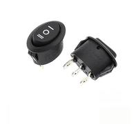 10Pcs 6a Oval Rocker Switch Black Without Light, 2/3 Feet Kettle Boat Type Power Button Red with Light NWPNLXEA(Black without light)