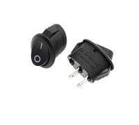 10Pcs 6a Oval Rocker Switch Black Without Light, 2/3 Feet Kettle Boat Type Power Button Red with Light NWPNLXEA(Black without light-01)