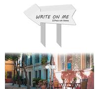 10pcs 6x17in Flèches de Jardin avec Piquets, Panneaux de Jardin Vierges Panneau de Jardin, Panneaux Directionnels de Mariage, pour Fête D'anniversaire Activités de Plein Air, Blanc