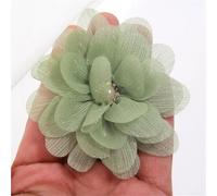 10Pcs 8cm Chiffon Flower Hair Accessories For Making Headwear No Hairclip Bowfor Headband Hairband Supplies(Green)