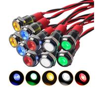 10pcs AC/DC 12-24V 6mm Voyant LED en Métal Témoin d'Avertissement LED Universel Témoin Lumineux 12v pour Van,Bateau et Autres Véhicules Universels