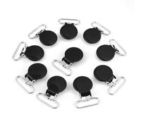 10Pcs Attache-Sucette, 25mm Clips de Jarretelles Bébé Sucette Jarretelles Snap Attaches Robustes Clips Bretelles Rondes Attache-Sucette Clip de Support (Noir)