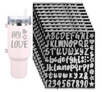 10pcs Autocollants Alphabet, Autocollants Nom l'Alphabet Imperméables Autocollants Transfert Autocollants Nom Numéro Lettre Décoration Facile Utiliser Tasse d'Eau Bouteille d'Eau(Argent)
