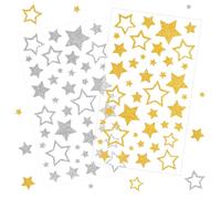 10PCS Autocollants Paillettes Noël,Or et Argenté Étoiles NoëL Décoration Stickers,Stickers Étoiles Noel Scrapbooking pour Calendrier de l'avent Filler Décoration Cartes Cadeau de Noël