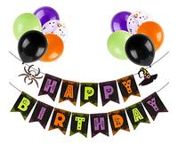 10Pcs Ballons Décoration Halloween Happy Birthday Bannière Feston Joyeux Anniversaire Bandrole Guirlande Fanion Fête Halloween