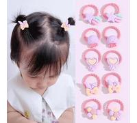 10pcs bambin girl Hair Band, heart Design Hair tape pour bébé maternelle, 0-6 ans queue de cheval élastique chignon corde, ne pas endommager les cheveux