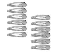 10PCS Barrettes Barrettes Snap 12mm Rond Cabochon Base Vierge DIY Résultats, Or blanc, 51x14mm