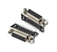 10Pcs Black Male/Female DB15 DR15 Right Angle Double Row Pins PCB Port Connector Socket With Screw Nuts IINKUEYK(Female)